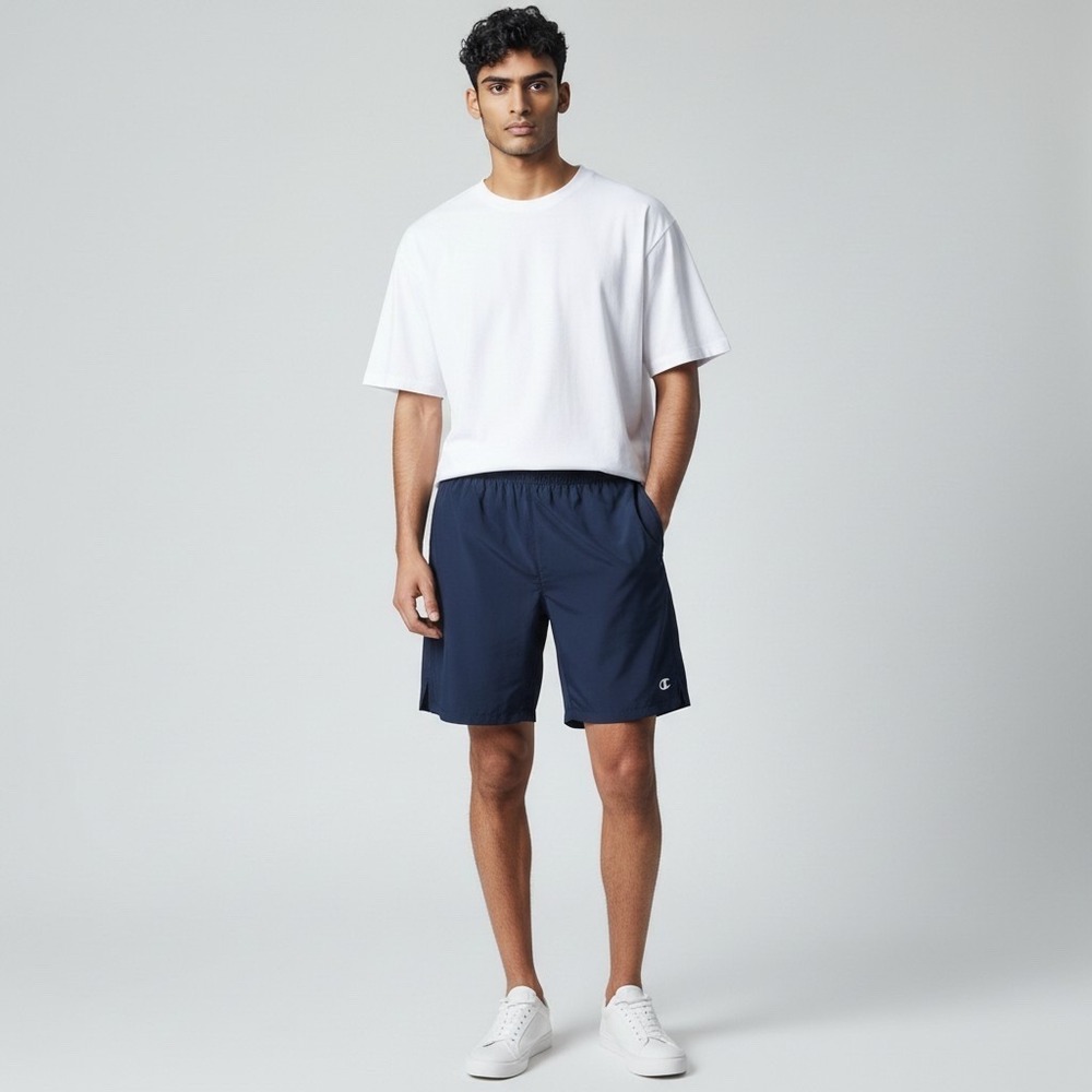 Champion Mens Athletic Woven Shorts M (30x7") Navy Blue‎ Sporty Gym Reflective